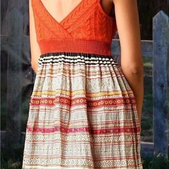 Rare Free People Vintage Romantic V Neck Sweater Festival Market Boho Dress 2 S - Picture 4 of 12